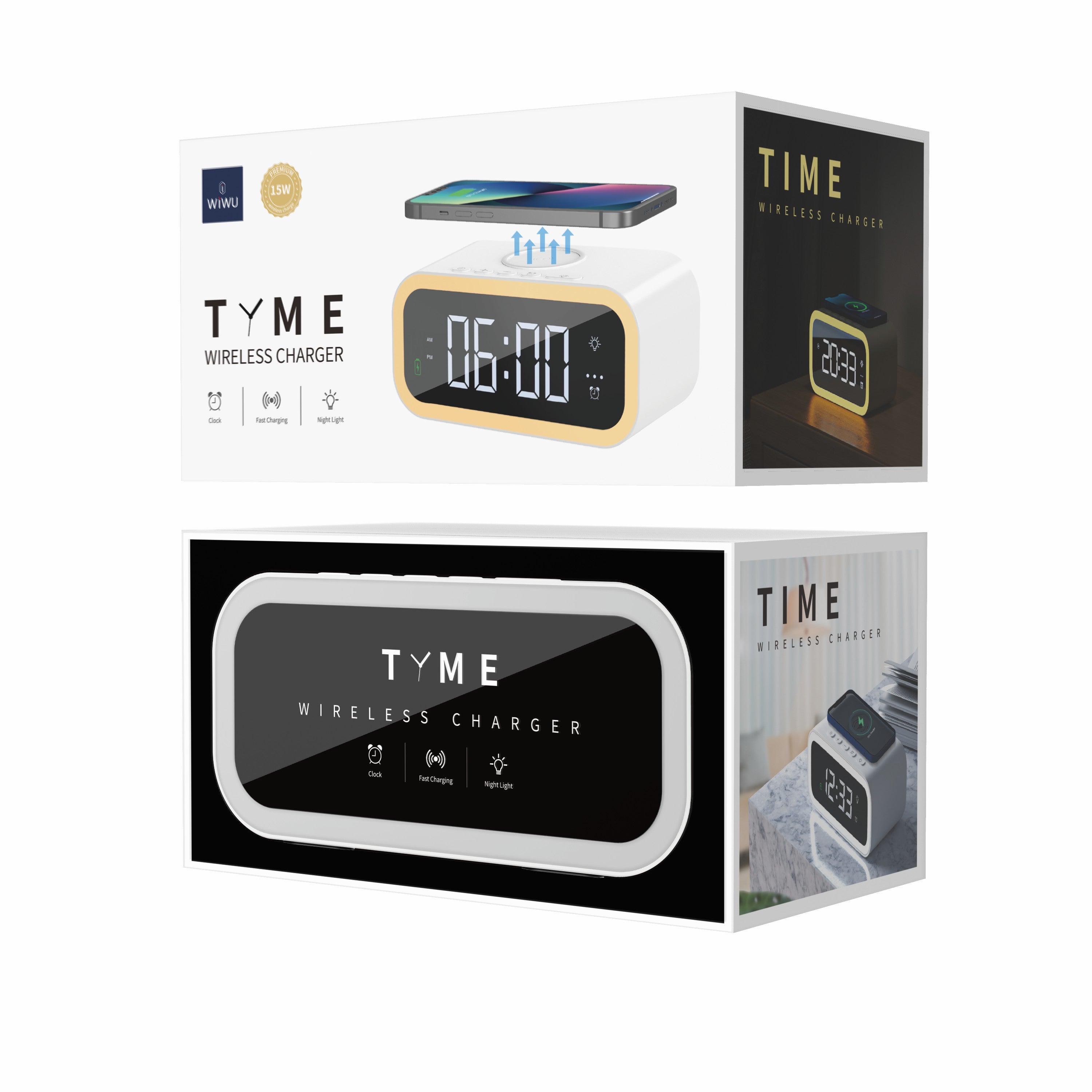 WIWU Wi-W015 15W Wireless Charger Phone Charging Stand Alarm Clock Night Light WIWU Wi-W015 15W Wireless Charger Phone Charging Stand Alarm Clock Night Light